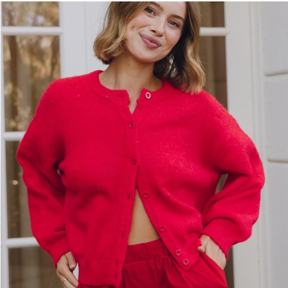 COPY - DAILY DRILLS RED CARDIGAN - SOLD OUT